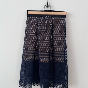 Elegant Navy Lace Skirt
